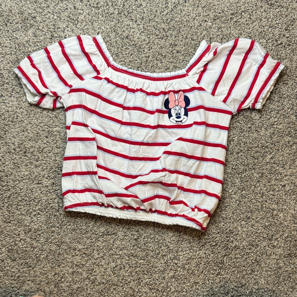 Old Navy X Disney - Toddler Girl Red and White Striped Minnie Mouse Top